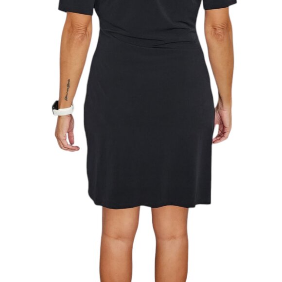 Michael Kors Women's Side Knot Short Length V-Neck Dress- Black Size L - Picture 4 of 4